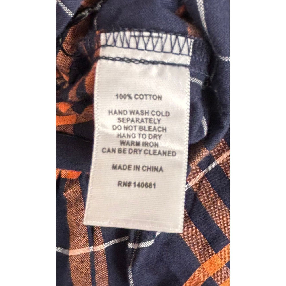 Unique Vintage Navy Orange Plaid Cotton Swing Skirt Pockets 5X 2154 - Picture 7 of 7
